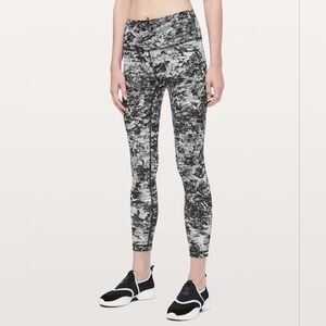 Lululemon Wunder Under Masked Lace Starlite Black Gray 7/8 Leggings Size 2